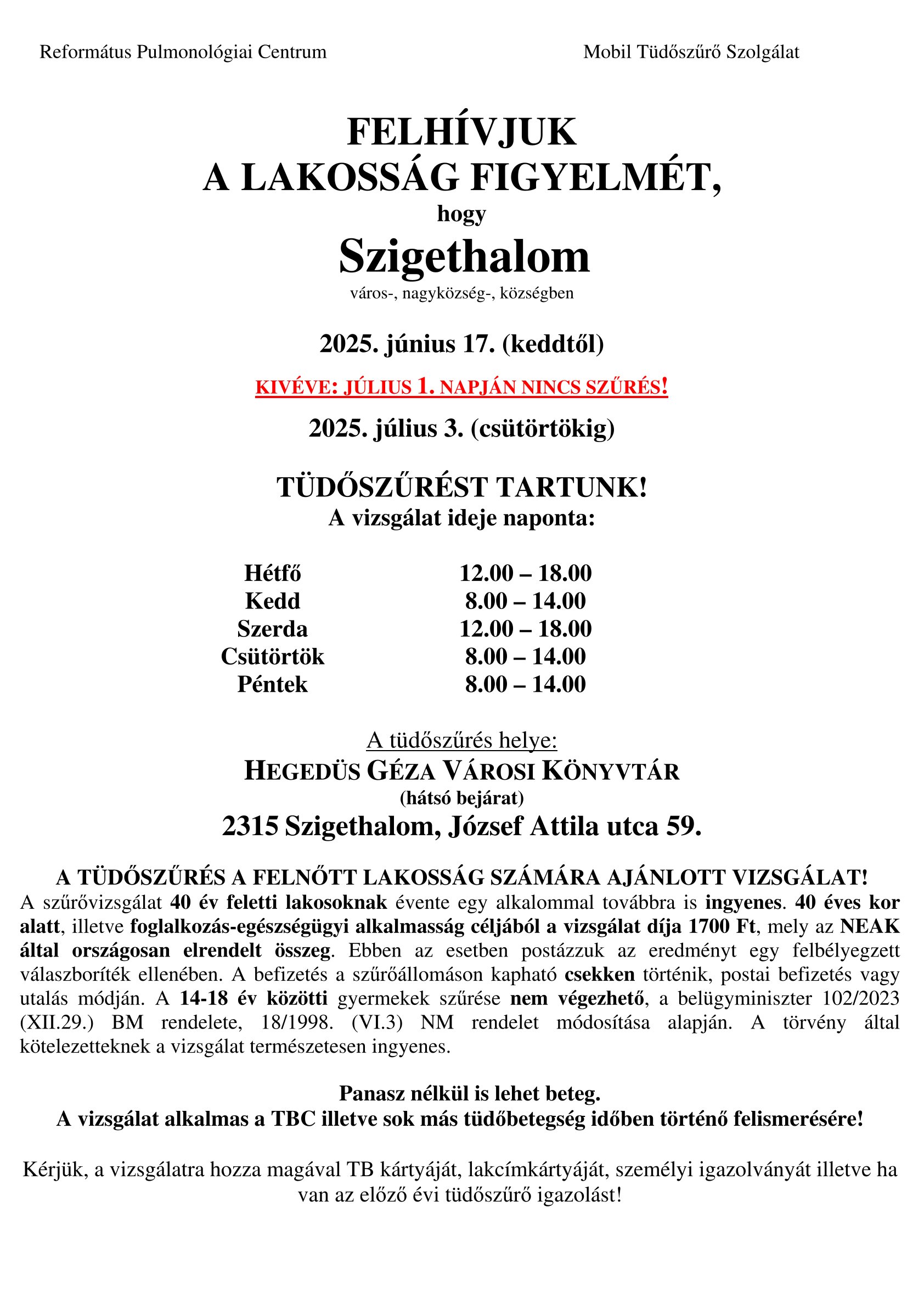 tüdőszűrő plakát